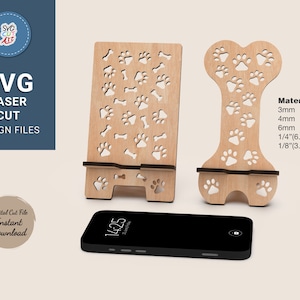 Mobiele telefoon bot Stand SVG, smartphone stand hond poten SVG, smartphone houder laser, Paw telefoon stand svg, lasergesneden, Glowforge patroon dxf svg