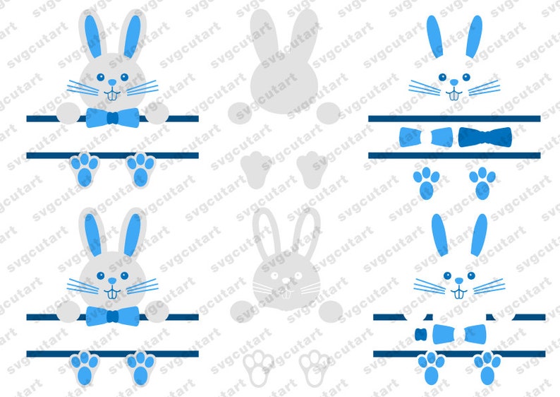 Download Sweet easter Boy bunny Split with Bow tie Frame rabbit DXF ...