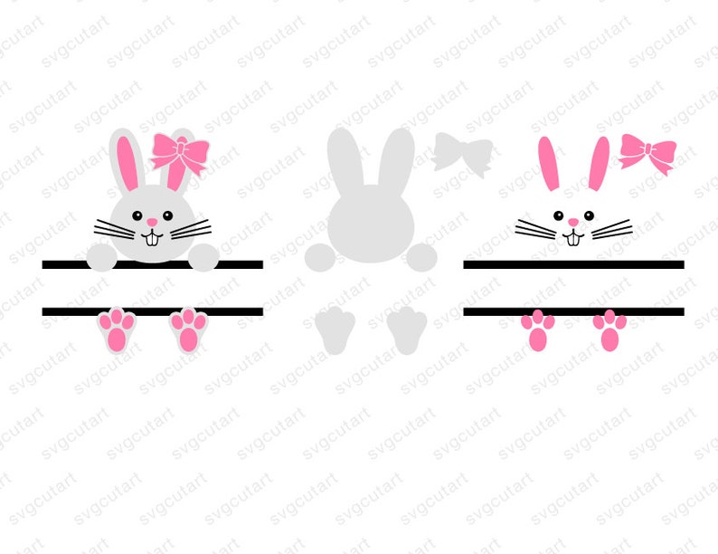 Download Sweet easter bunny Split Bow Frame rabbit DXF SVG Cut File | Etsy