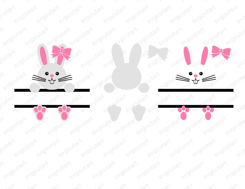 Sweet Easter Bunny Split Bow Frame Rabbit DXF SVG Cut File for Cricut ...