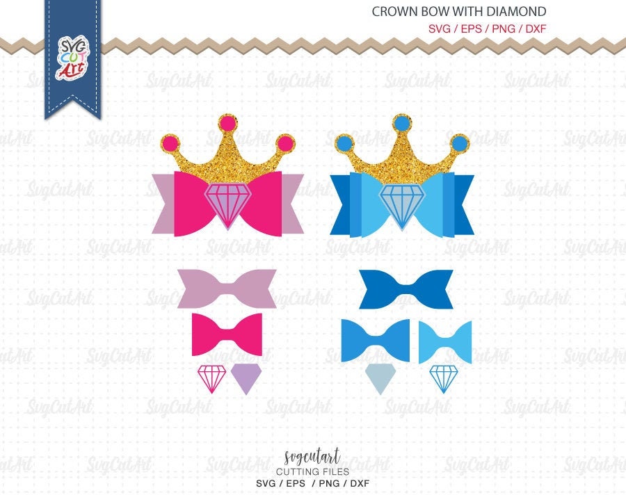 Download Crown bow with Diamond DIY Bow svg Bow Template 3d bow | Etsy