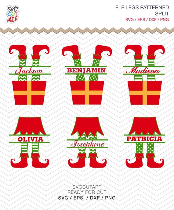 Download Elf Legs Split Patterned Christmas Frame Dxf Svg Eps Png Vinyl Etsy