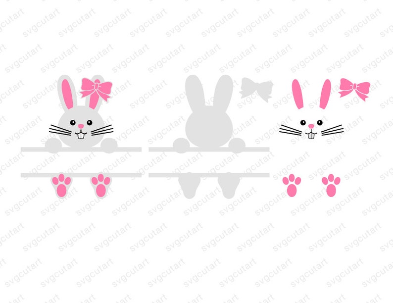 Download Sweet easter bunny Split Bow Frame rabbit DXF SVG Cut File ...
