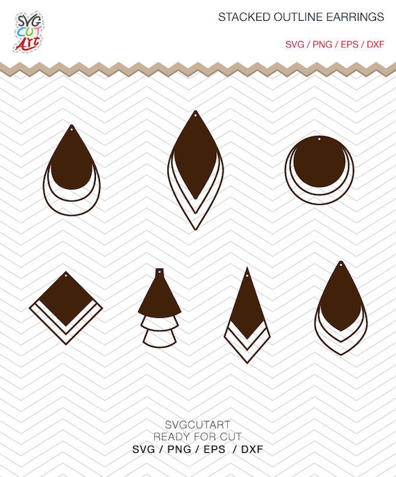 Geometric Outline Earrings Svg Dxf Png Eps Acrylic Tear Drop Etsy