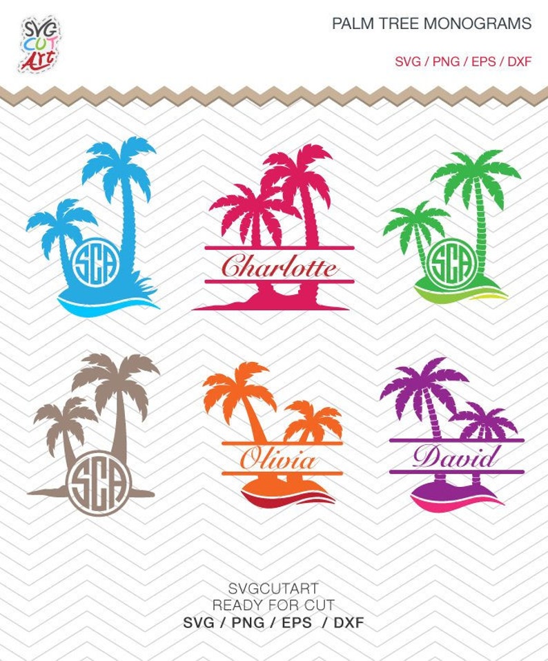 Download Palm Tree SVG DXF EPS png summer Beach sea waves for ...