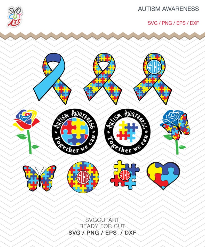 Download Autism Awareness Monograms SVG DXF EPS png Hope cut Cricut | Etsy