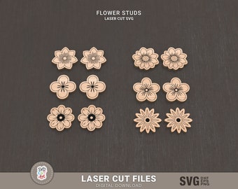 Flower studs laser SVG, laser cut studs, Stud Earrings, daisy laser svg, Flower earrings svg, diy jewelry svg, glowforge Design