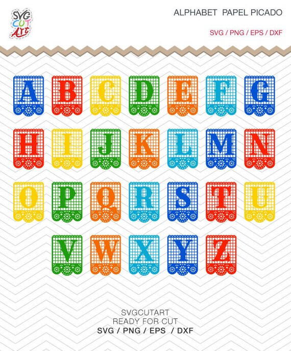 Flags coco Party Cricut Design Silhouette Birthday Papel Picado SVG font Festival day of death Alphabet papel picado Vinyl Decal