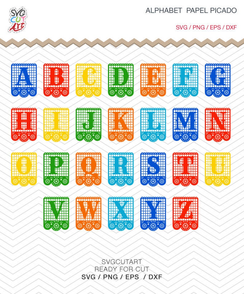 Flags coco Party Cricut Design Silhouette Birthday Papel Picado SVG font Festival day of death Alphabet papel picado Vinyl Decal