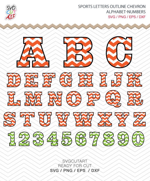 Sports Alphabet Chevron Outline Letters Numbers Svg Png Dxf Etsy