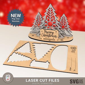 Weihnachtskartenständer, Weihnachtskarte Pop-Out-Svg, Weihnachtskarte Laser Cut SVG, Weihnachtssouvenir-Karte, Glowforge-Muster, Laserschnitt