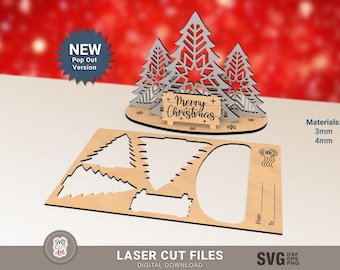 Christmas Card Stand svg, Christmas Card pop Out svg, Christmas Card Laser Cut SVG, Christmas Souvenir Card, Glowforge pattern, Laser cut