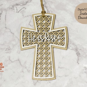 Rotin croix de Pâques svg, Cross Tags, Étiquettes cadeaux, christian svg, Easter svg, Easter Cut File, fichier découpé au laser, Glowforge svg, Téléchargement instantané