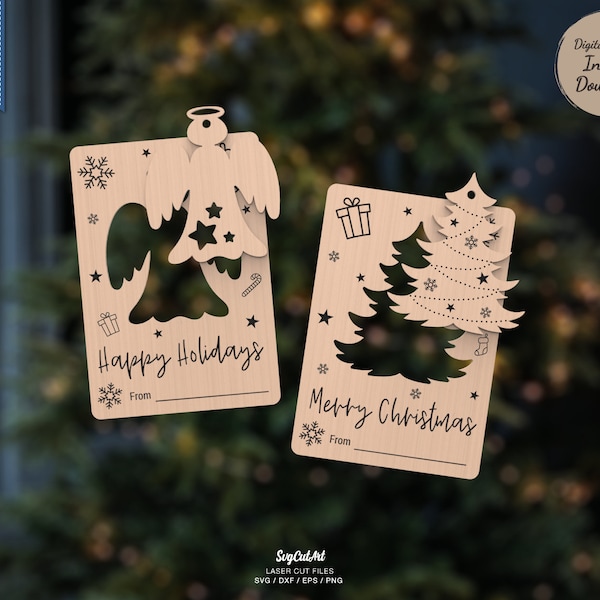 Christmas Greeting Cards SVG, Christmas ornament SVG, Christmas card, layered glowforge svg, Laser cut file, multi layer, Silhouette, Cricut