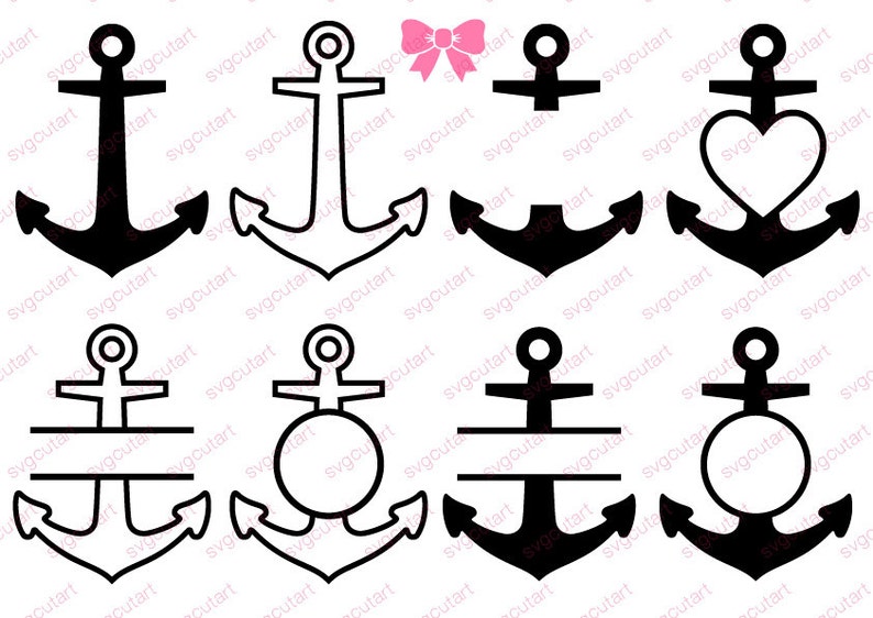 Anchors Monogram Heart Split Circle DXF SVG EPS Cutting Frames - Etsy