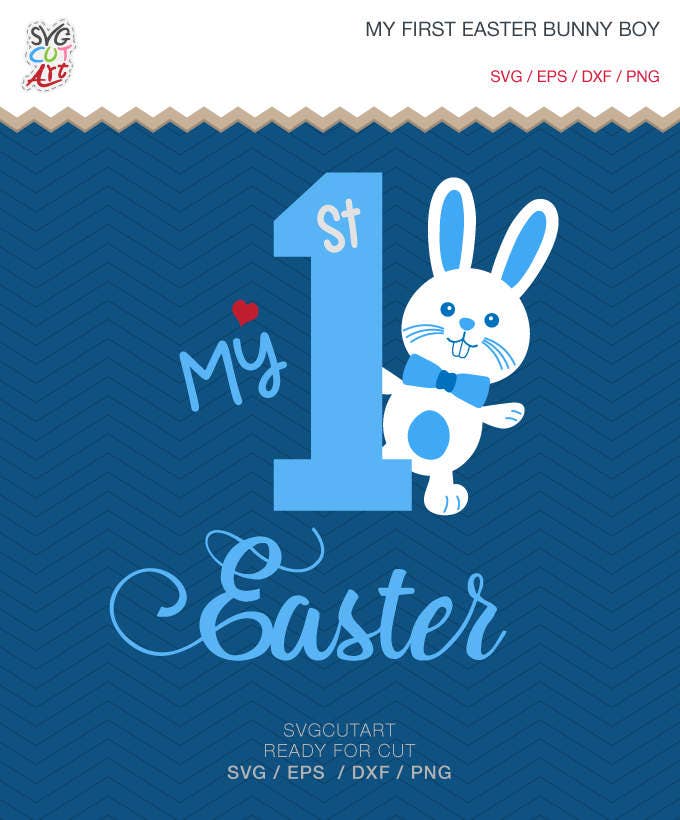 Download My First Easter with Bunny Boy DXF SVG Cut File rabbit for | Etsy