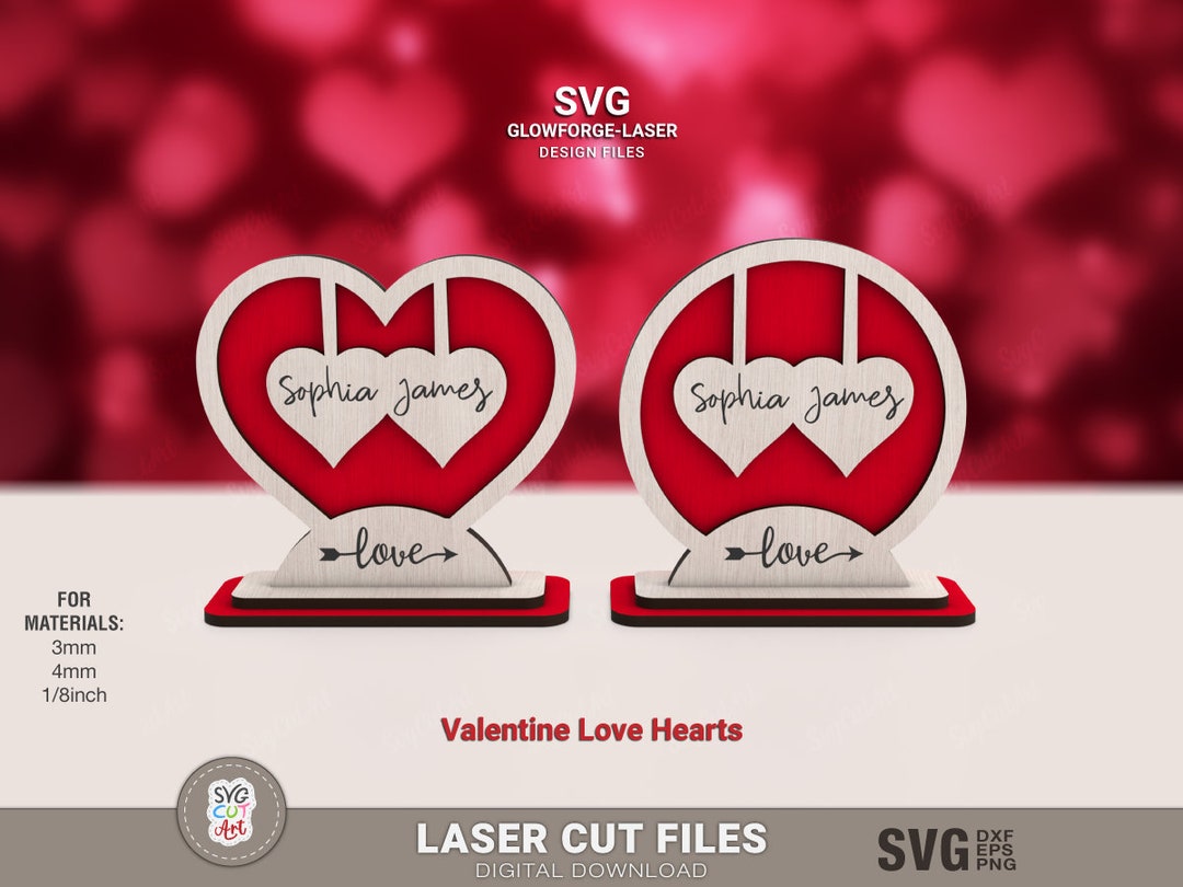 Valentine's Hearts Gift, Svg Laser Files, Valentine's Day Svg, Wooden ...