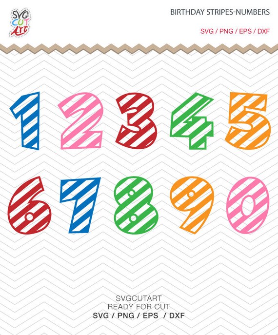 Birthday Numbers Stripes Lines Svg Png Dxf Eps Striped School Etsy