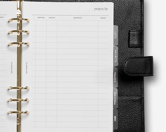 Projects List Planner Insert