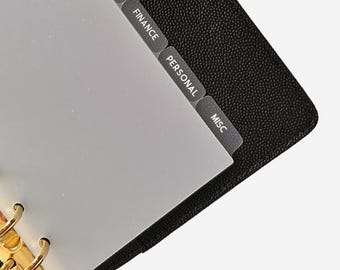 Essentials WHITE Text Side Tab Planner Dividers | Premium Frost Plastic