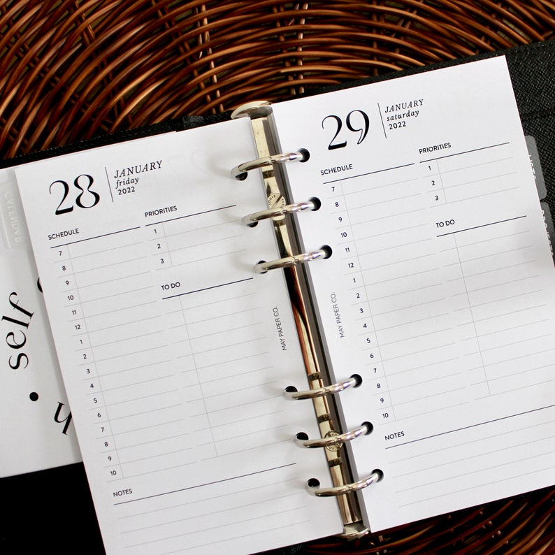 2022 Daily Planner Insert Dated DO1P Minimal Printed Planner Etsy