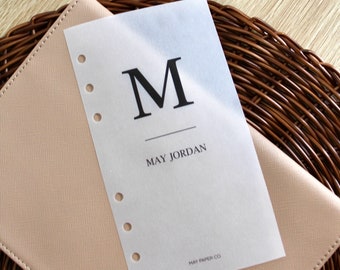 Custom Personalised MONOGRAM Dashboard | Minimal Printed Planner Agenda Refill