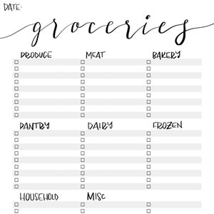 Printable Grocery List Template PDF Instand Download - Etsy