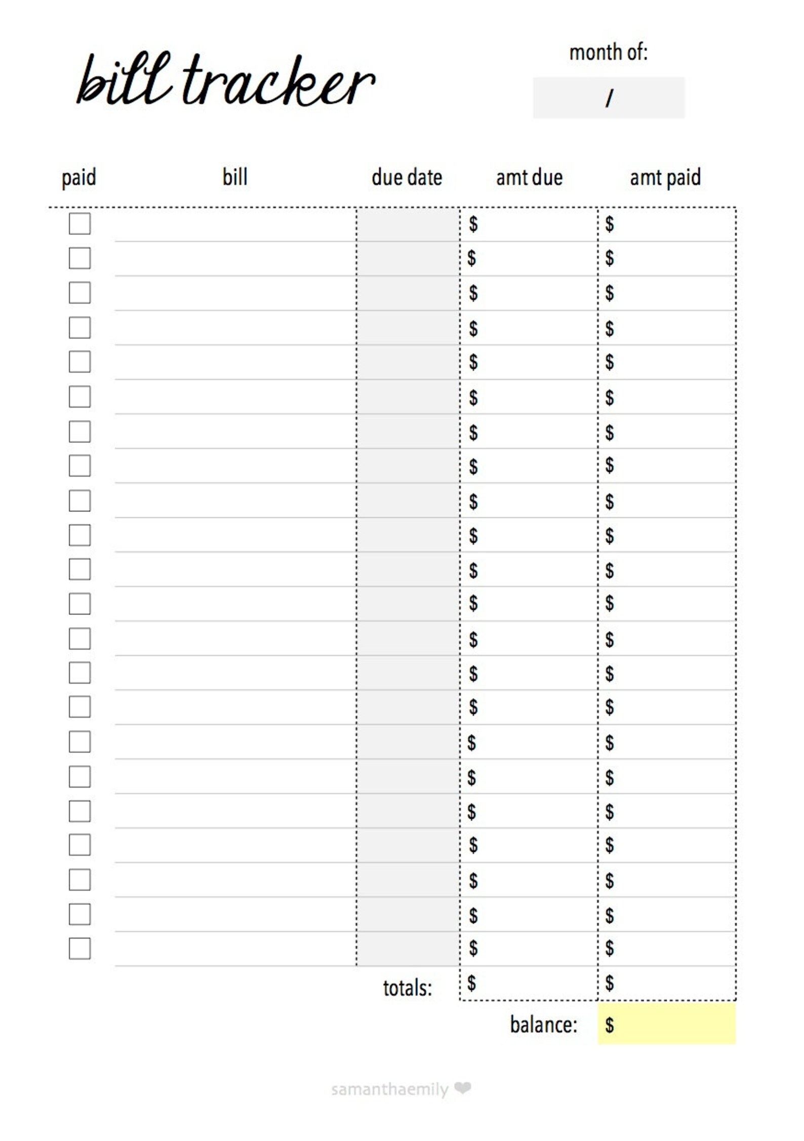 Printable Bill Tracker Monthly Inserts PDF A5 Personal Kikki K Etsy