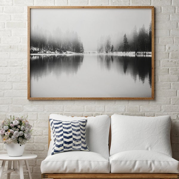 Forest - Printable Wall Art, Black and White, Landscape, Instant Download, Forest Wall Art, Nature Print, Fog Forest, Printable art