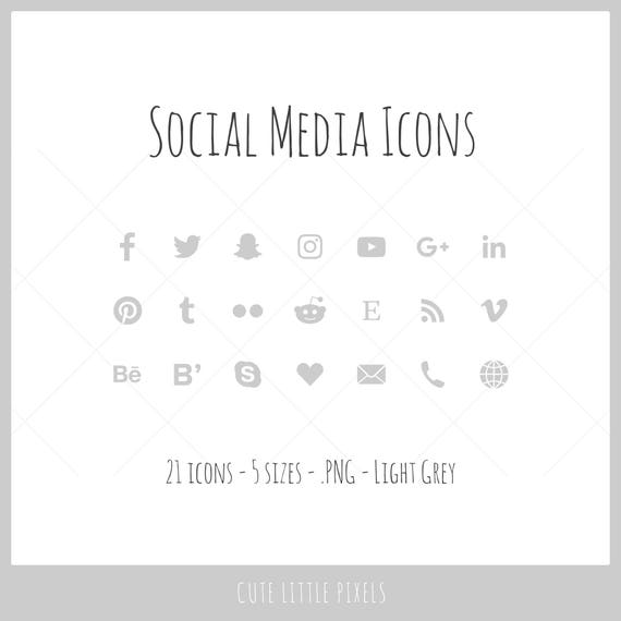 Download Free Social Media Icons 21 Icons In 5 Sizes Png Files Light Etsy SVG Cut Files
