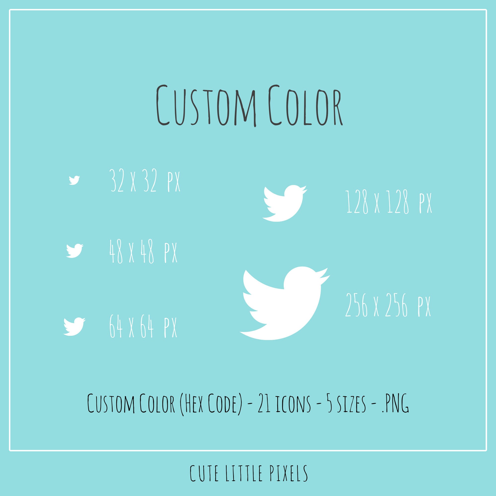 CUSTOM Color - Social Media Icons - Color (hex Code) of Your Choice, 21 ...