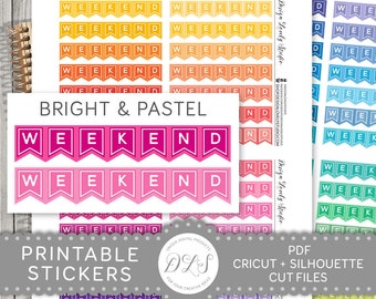 garland stickers Banner stickers planner stickers Instant download Weekend Banner Stickers Silhouette CUT File STR062 Erin Condren