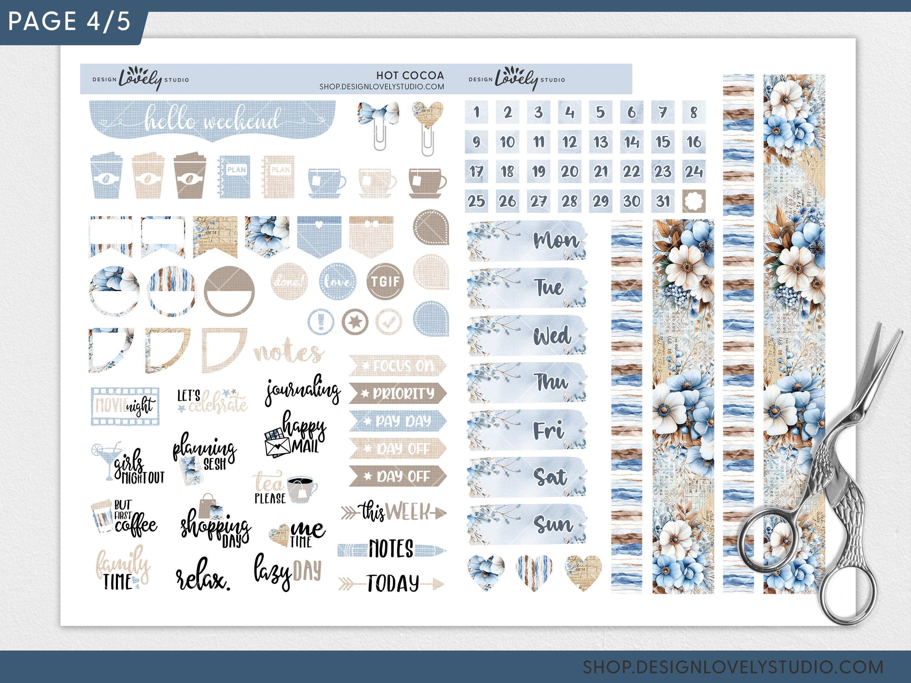 Hot Cocoa Printable Planner Stickers, Winter Weekly Planner Kit for ...