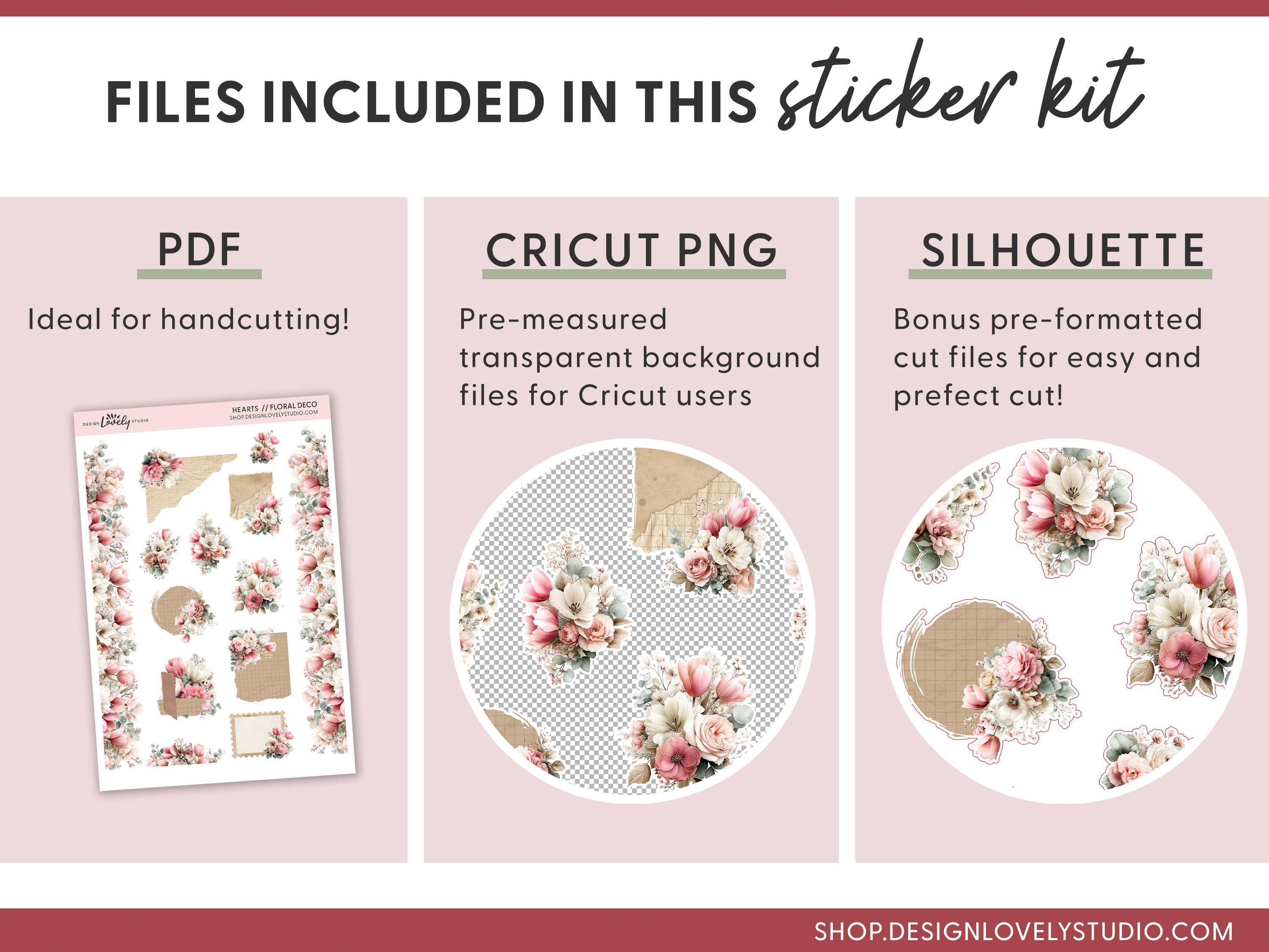 Floral Deco Printable Stickers, Valentine Planner Stickers for ...