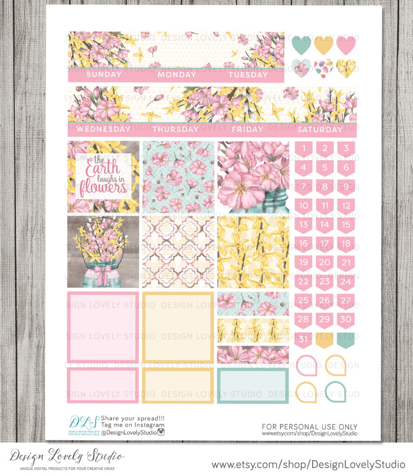 Big Happy Planner Printable Stickers, Big Happy Planner Monthly Kit ...