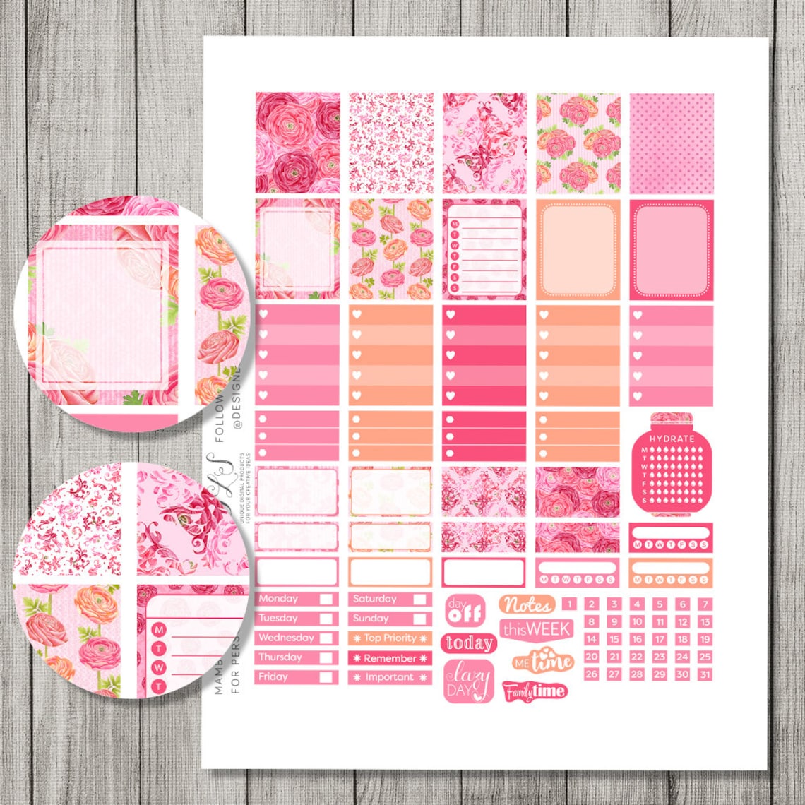 Mini happy planner printable stickers mini happy kit weekly etsy