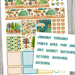 Puede incluir: Un conjunto de pegatinas imprimibles para planificadores con tem&aacute;tica de camping. Las pegatinas incluyen una variedad de dise&ntilde;os, como tiendas de campa&ntilde;a, fogatas y una camioneta de camping. Las pegatinas son perfectas para agregar un toque de fantas&iacute;a a tu planificador.