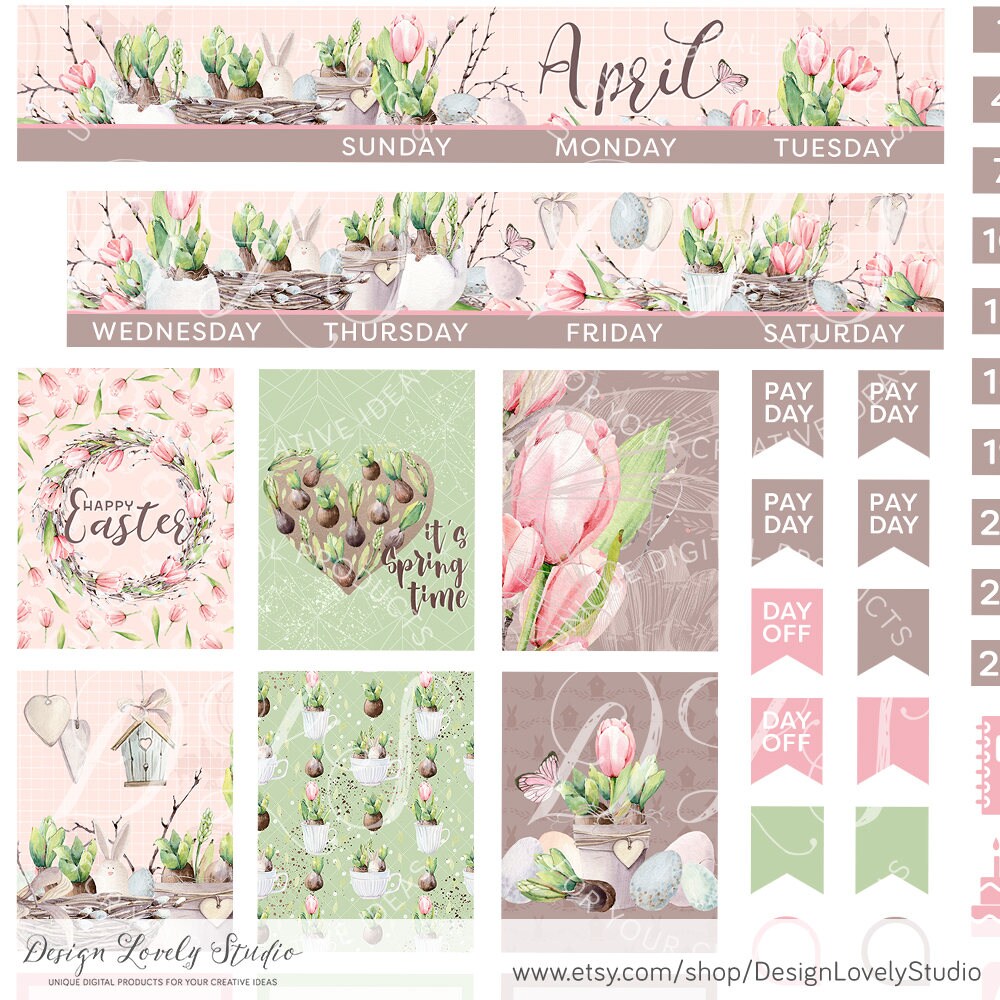 April Mini Happy Planner Stickers, April Monthly Kit, Mini Happy ...