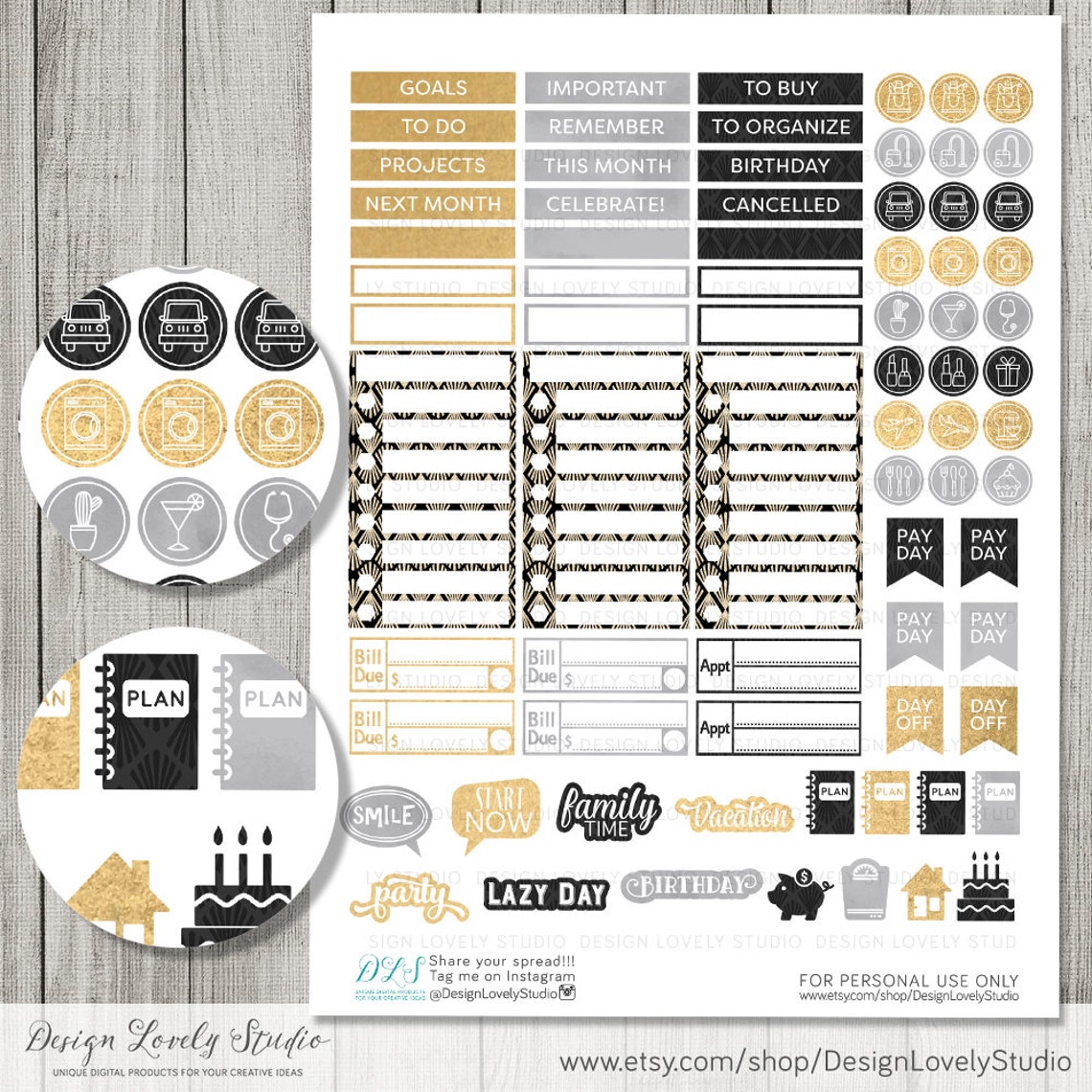 Printable January Monthly Kit Big Happy Planner January | Etsy