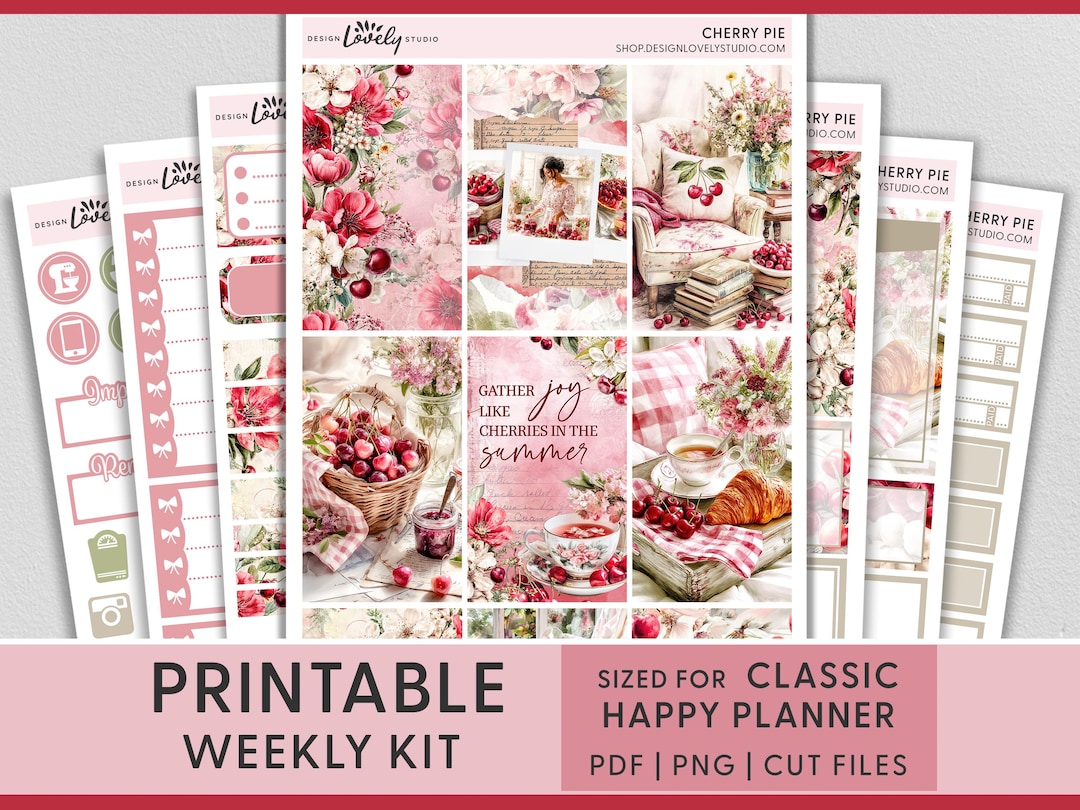 Cherry Summer Weekly Kit – Printable Planner Stickers for Happy Planner ...