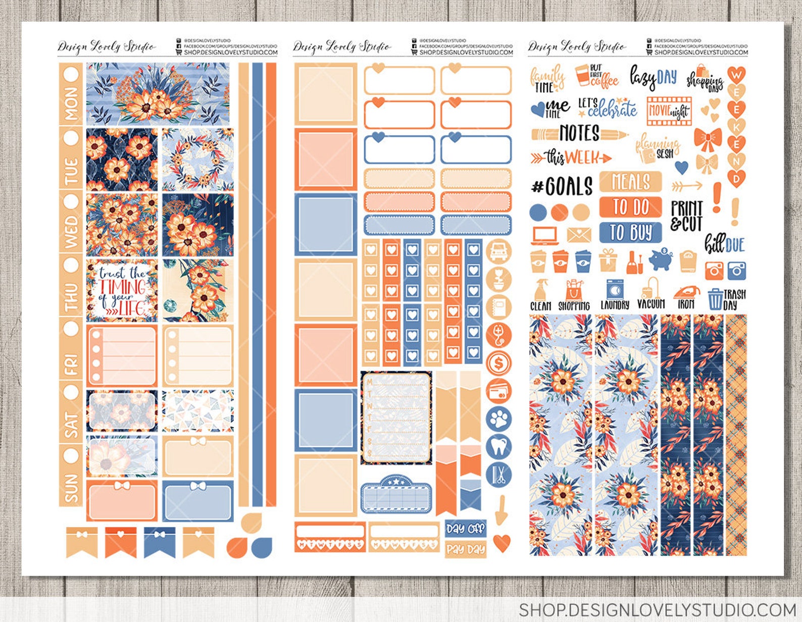 Printable HOBONICHI Weeks Stickers Kit, Floral Planner Stickers, Fall ...