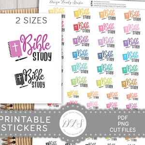 BIBLE STUDY Printable Planner Stickers, Faith Planner Stickers, Church Planner Stickers, Bible Journaling Stickers, Cut Files, SS133