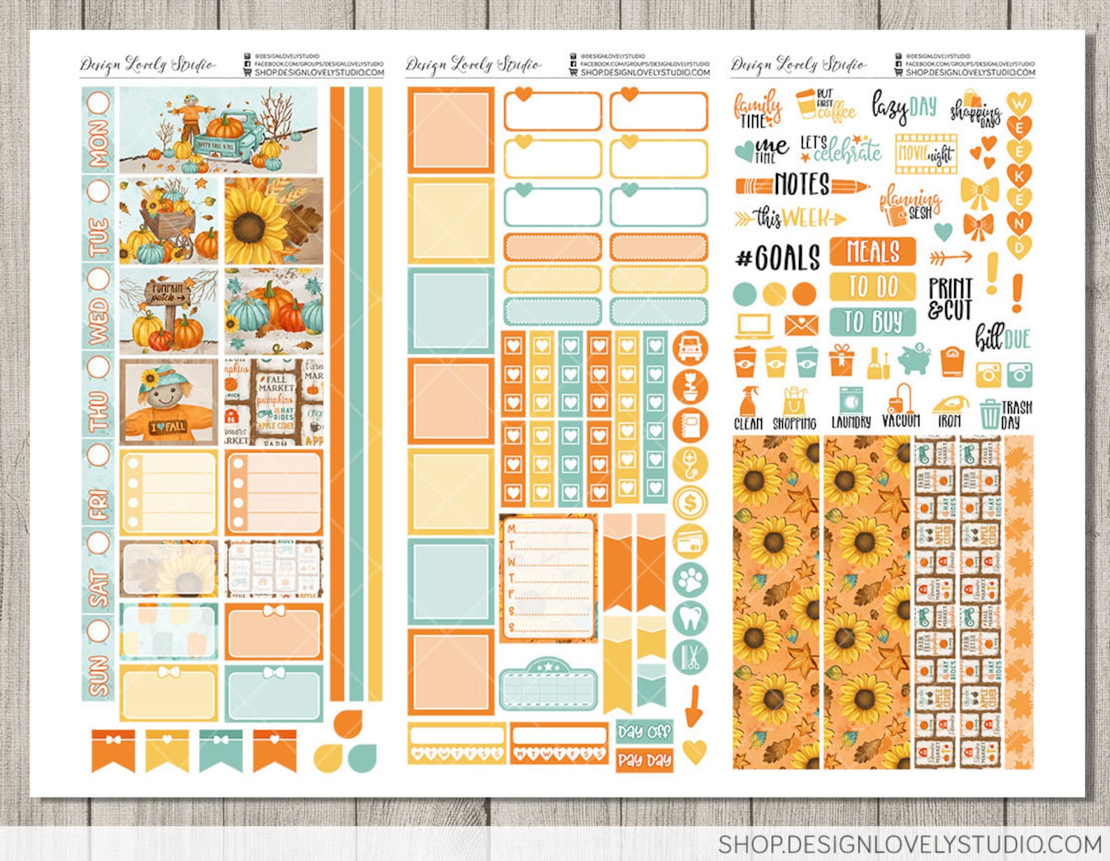 Printable FALL Planner Stickers, HOBONICHI Weeks Stickers Kit ...