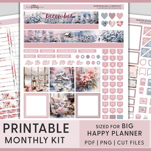 December maandelijkse sticker Kit, december planner stickers, kerststickers, grote Happy planner maandelijkse kit, afdrukbare planner stickers, BM242