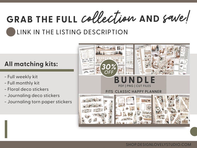 Winter Woodland Printable Planner Stickers, Weekly Planner Kit for ...