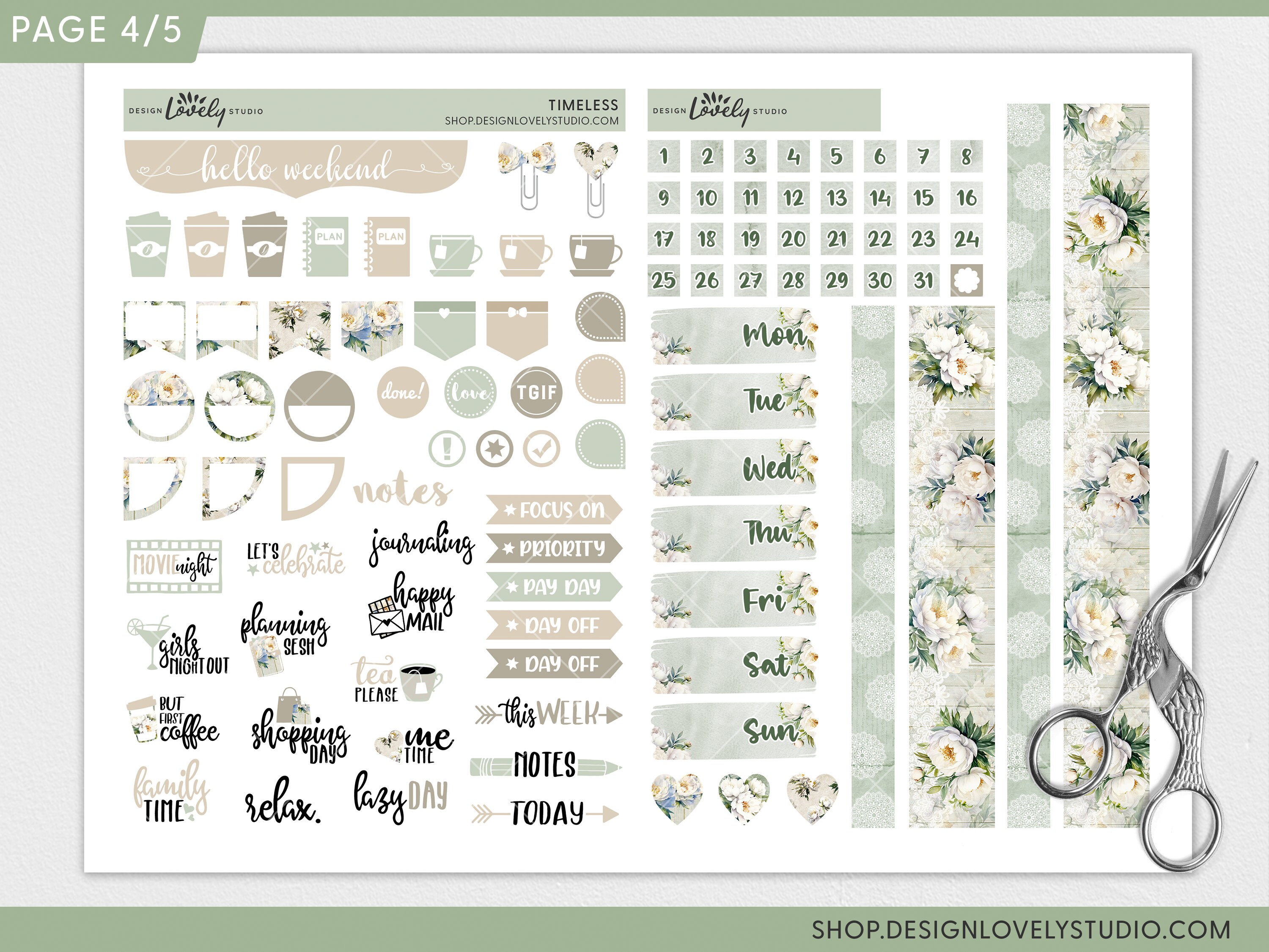 Printable Floral Planner Stickers, Vintage Spring Planner Stickers ...