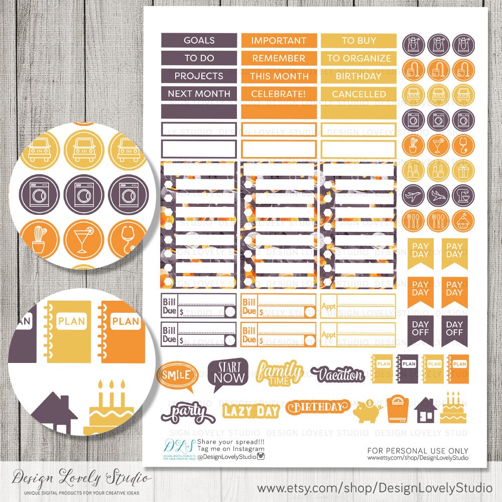 Printable OCTOBER Monthly Stickers Kit, Big Happy Planner October ...