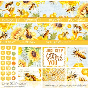 PRINTABLE Monthly Planner Stickers Kit, Honey Bee Monthly Planner Kit ...