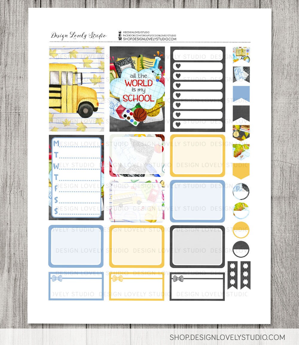 Printable BACK TO SCHOOL Planner Stickers Big Happy Planner - Etsy