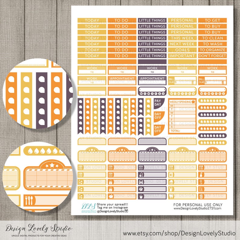 Printable HALLOWEEN Planner Stickers Kit, Fall Planner Stickers, Weekly ...